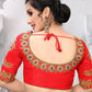 Designer Blouse Silk Red Embroidered Blouse