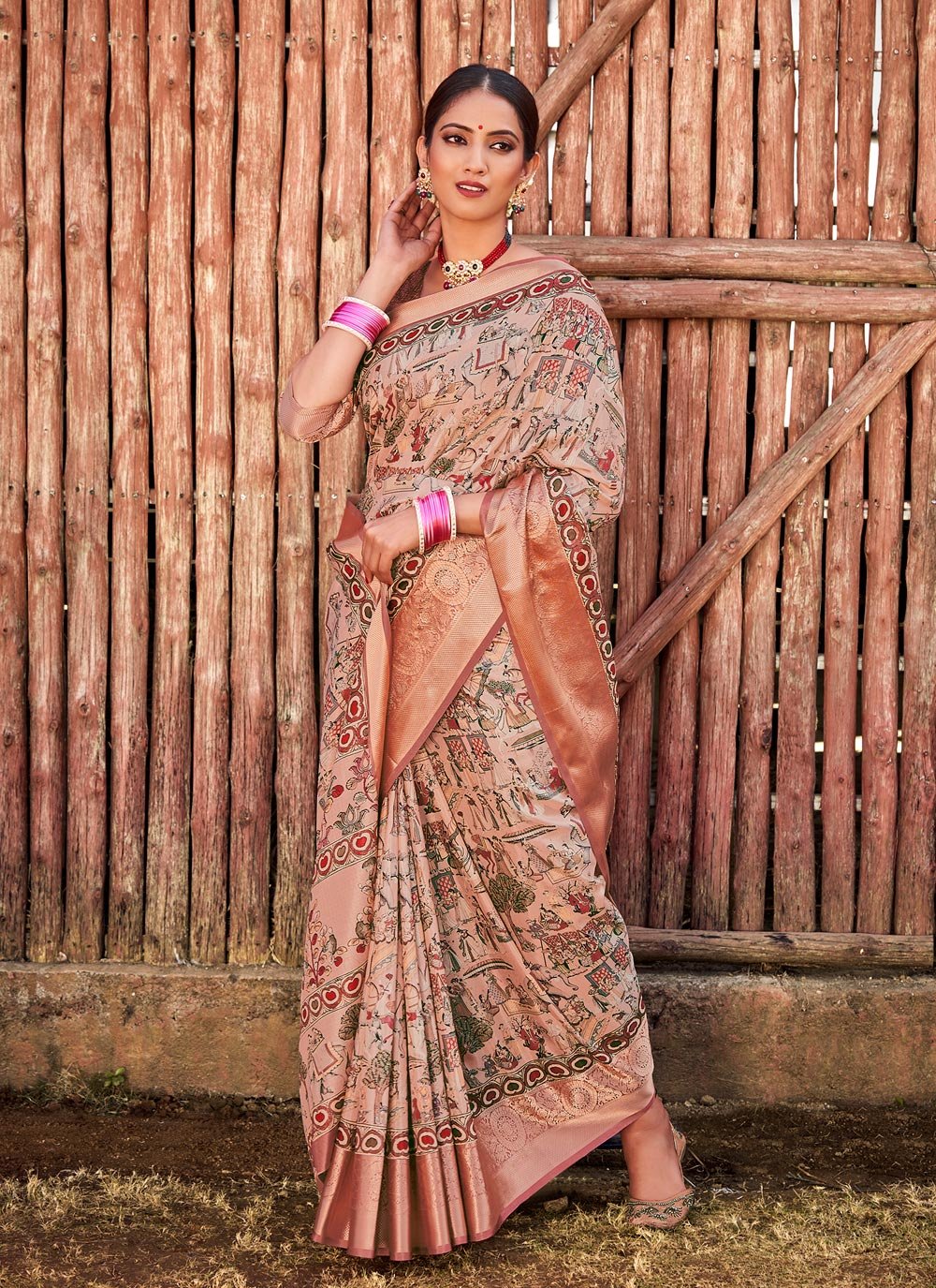 Contemporary Silk Pink Digital Print Saree