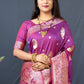 Contemporary Banarasi Silk Purple Weaving Saree