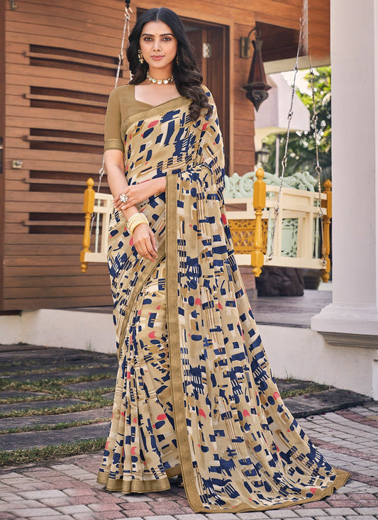 Classic Designer Georgette Multi Colour Patch Border Saree