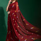 Designer Georgette Red Embroidered Saree