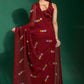 Designer Georgette Red Embroidered Saree