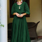 Designer Gown Chinon Green Plain Gown