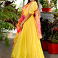 Designer Gown Silk Yellow Plain Gown