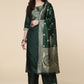 Designer Palazzo Salwar Suit Silk Green Woven Salwar Kameez