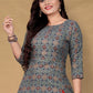 Designer Kurti Cotton Grey Foil Print Kurtis