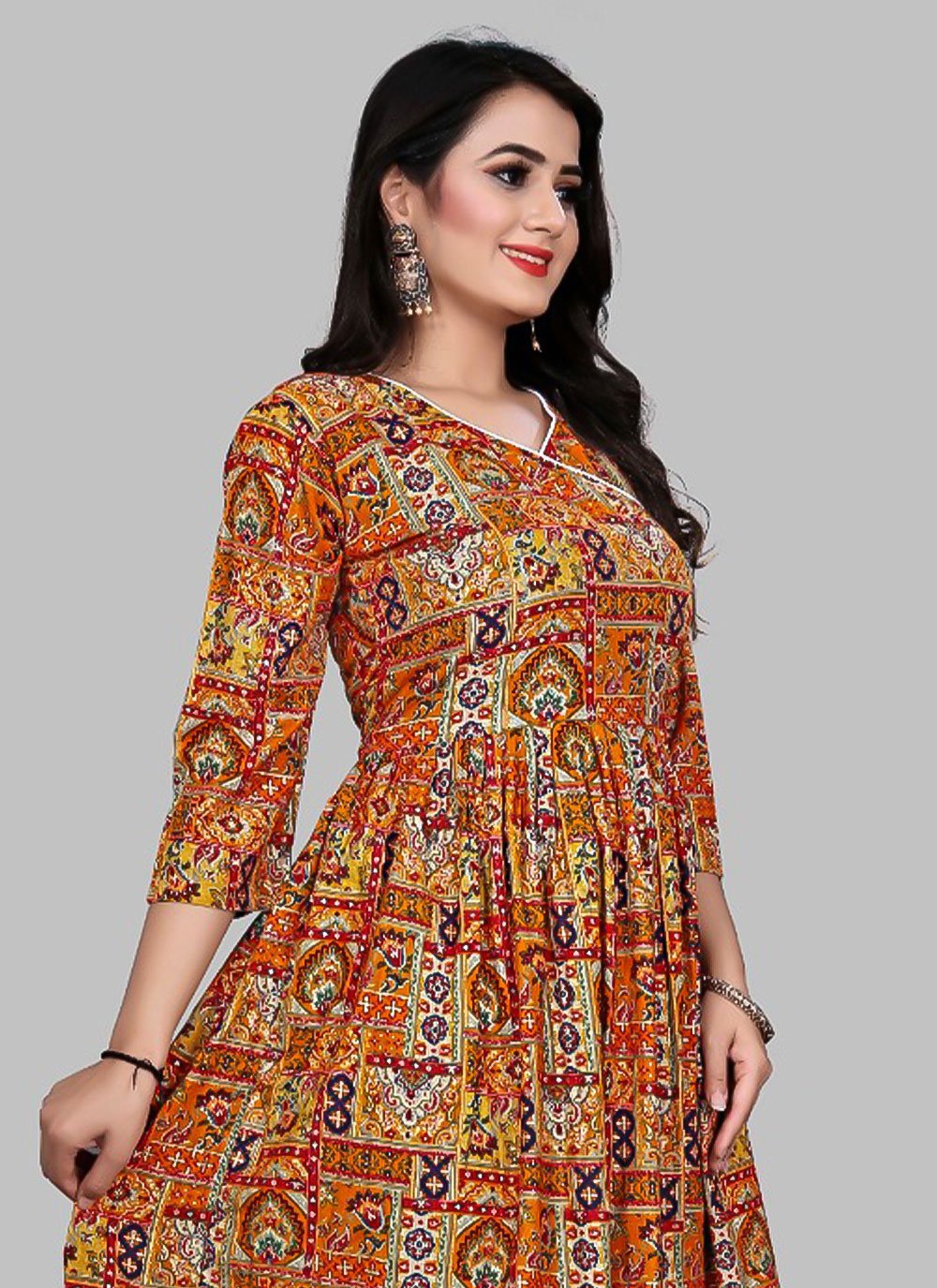 Designer Kurti Rayon Viscose Multi Colour Foil Print Kurtis