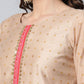 Designer Kurti Chanderi Beige Foil Print Kurtis