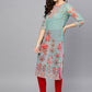 Designer Kurti Georgette Aqua Blue Digital Print Kurtis