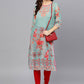 Designer Kurti Georgette Aqua Blue Digital Print Kurtis