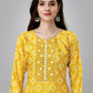 Designer Kurti Rayon Mustard Embroidered Kurtis