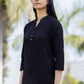 Designer Kurti Cotton Black Plain Kurtis