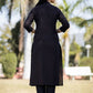 Designer Kurti Cotton Black Plain Kurtis