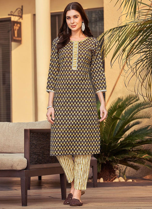 Designer Kurti Cotton Multi Colour Print Kurtis