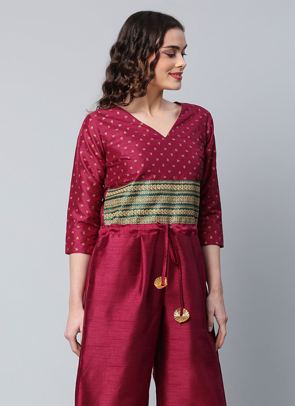 Designer Kurti Crepe Silk Maroon Print Kurtis