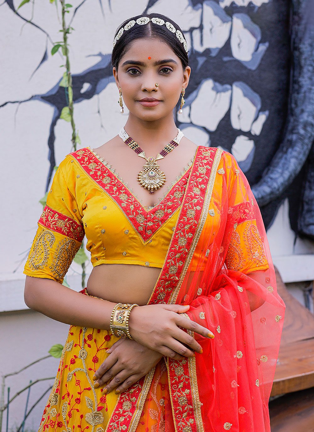 Lehenga Choli Net Yellow Diamond Lehenga Choli