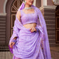 Lehenga Choli Georgette Lavender Lucknowi Work Lehenga Choli