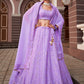 Lehenga Choli Georgette Lavender Lucknowi Work Lehenga Choli
