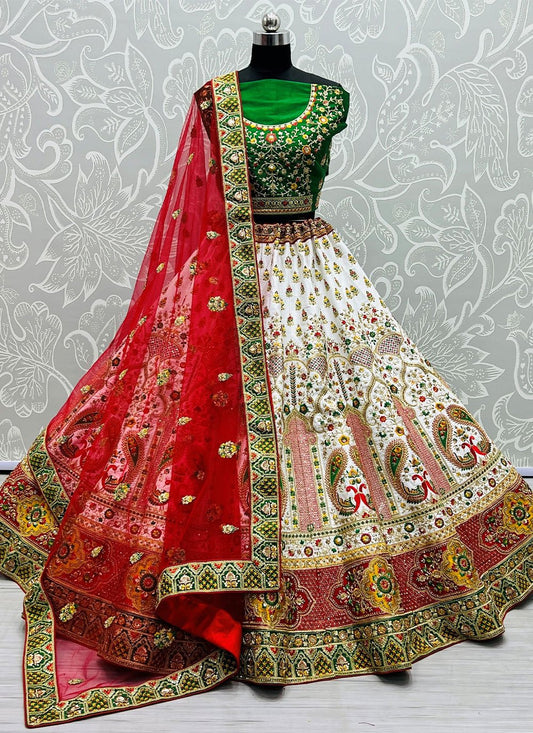 Lehenga Choli Silk White Diamond Lehenga Choli