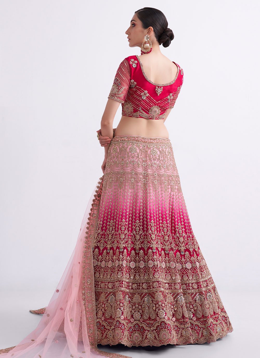 Lehenga Choli Net Pink Cord Work Lehenga Choli