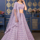 A Line Lehenga Georgette Lavender Embroidered Lehenga Choli