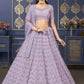 A Line Lehenga Georgette Lavender Embroidered Lehenga Choli