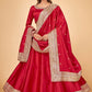 A Line Lehenga Raw Silk Red Dori Work Lehenga Choli