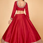 A Line Lehenga Raw Silk Red Dori Work Lehenga Choli