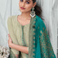 Salwar Suit Chinon Sea Green Embroidered Salwar Kameez