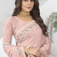 Designer Silk Peach Diamond Saree
