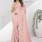 Designer Silk Peach Diamond Saree