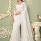 Designer Georgette White Embroidered Saree