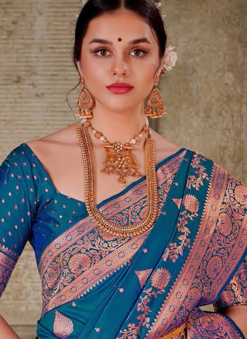 Designer Silk Aqua Blue Weaving Saree