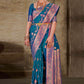 Designer Silk Aqua Blue Weaving Saree