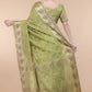 Designer Organza Green Patch Border Saree