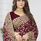 Designer Georgette Wine Diamond Saree