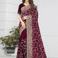 Designer Georgette Wine Diamond Saree