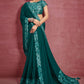 Designer Faux Crepe Georgette Green Patch Border Saree