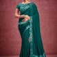 Designer Faux Crepe Georgette Green Patch Border Saree
