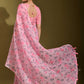 Designer Linen Pink Print Saree