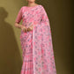 Designer Linen Pink Print Saree