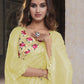 Designer Net Yellow Embroidered Saree