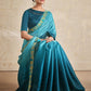 Designer Satin Silk Blue Swarovski Saree