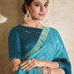 Designer Satin Silk Blue Swarovski Saree
