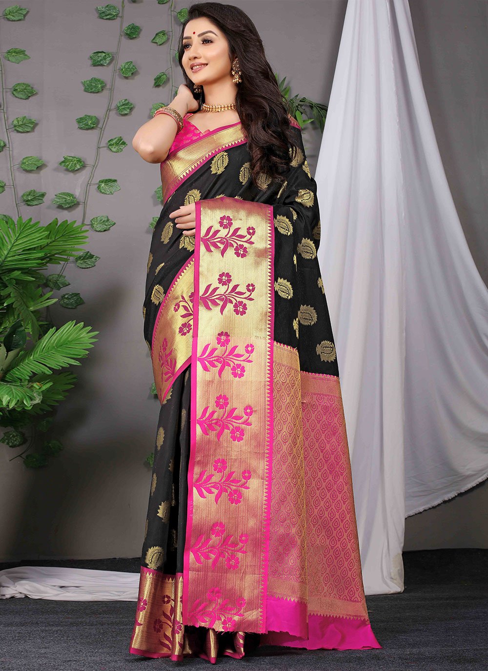 Designer Banarasi Silk Black Weaving Saree