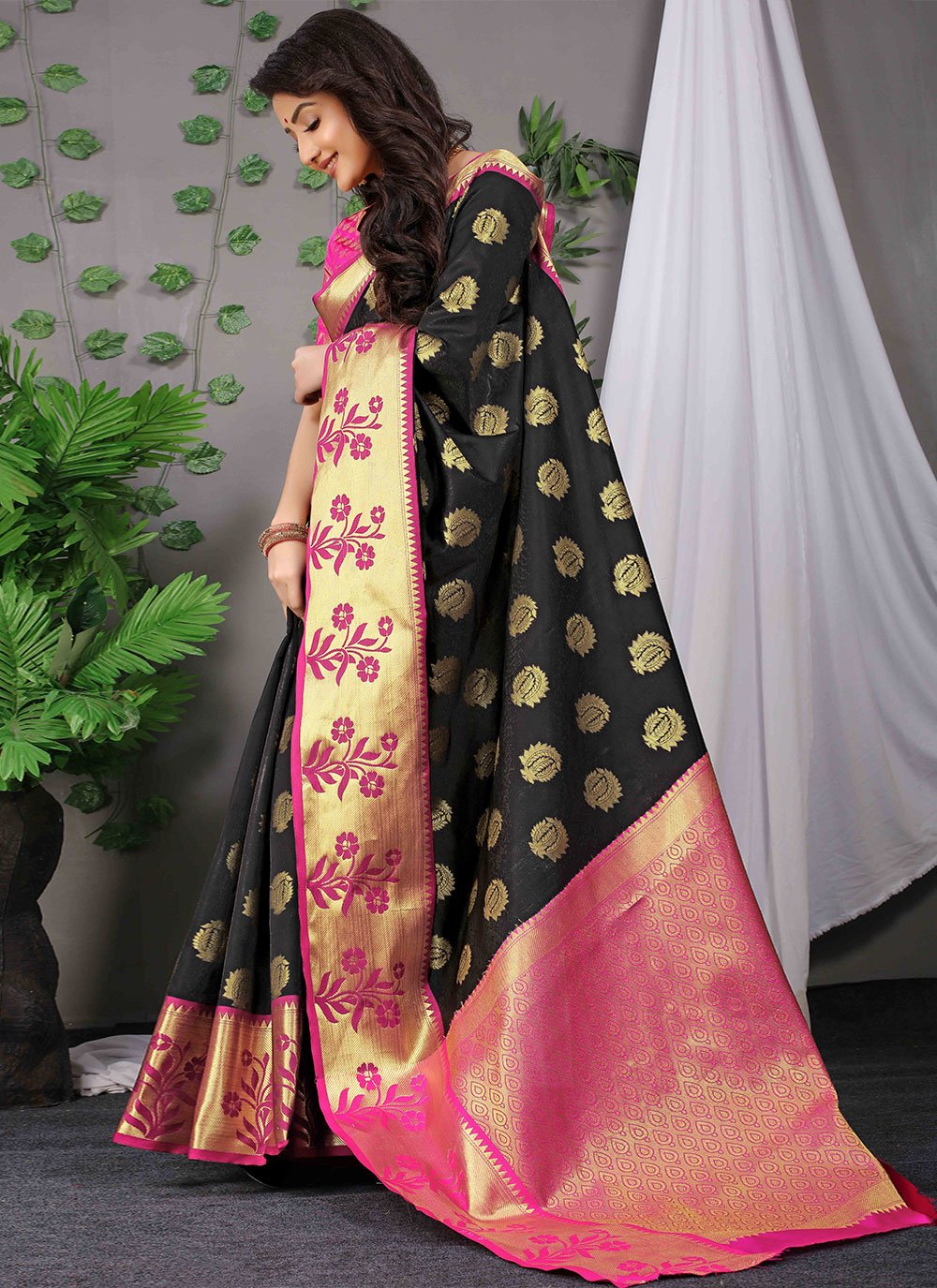 Designer Banarasi Silk Black Weaving Saree