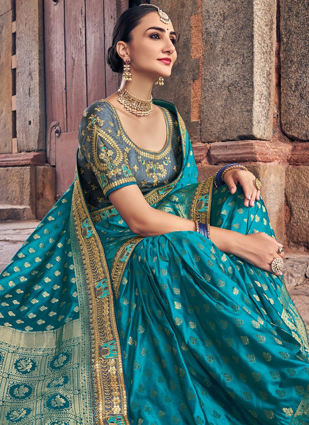 Designer Silk Green Weaving Saree