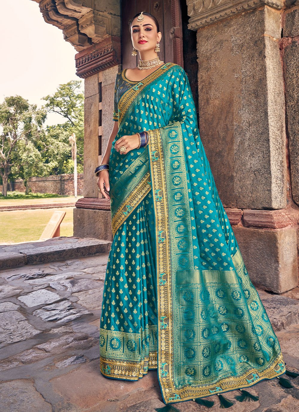 Designer Silk Green Weaving Saree