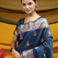 Designer Tussar Silk Blue Meena Saree