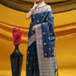 Designer Tussar Silk Blue Meena Saree